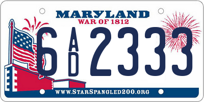 MD license plate 6AD2333
