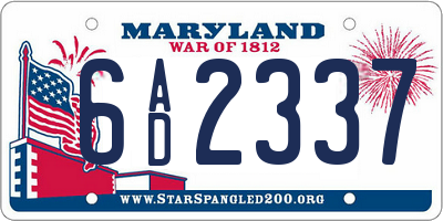 MD license plate 6AD2337