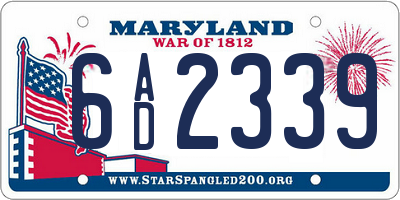 MD license plate 6AD2339