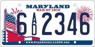 MD license plate 6AD2346