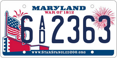MD license plate 6AD2363