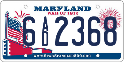MD license plate 6AD2368