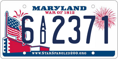 MD license plate 6AD2371