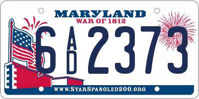 MD license plate 6AD2373