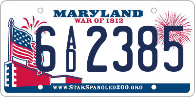 MD license plate 6AD2385