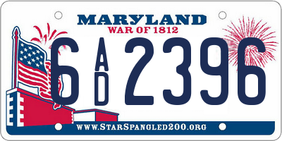 MD license plate 6AD2396