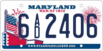 MD license plate 6AD2406