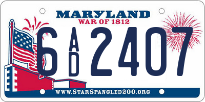 MD license plate 6AD2407