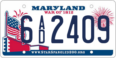 MD license plate 6AD2409