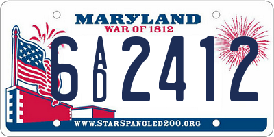 MD license plate 6AD2412