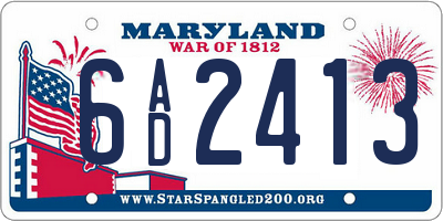 MD license plate 6AD2413