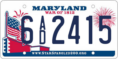 MD license plate 6AD2415