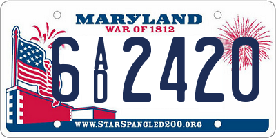 MD license plate 6AD2420