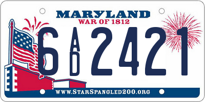 MD license plate 6AD2421