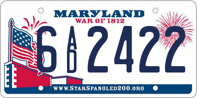 MD license plate 6AD2422