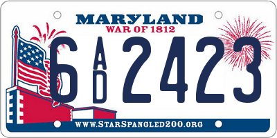 MD license plate 6AD2423