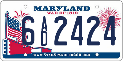 MD license plate 6AD2424