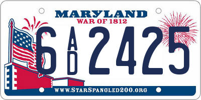 MD license plate 6AD2425