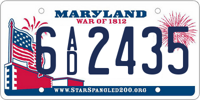 MD license plate 6AD2435