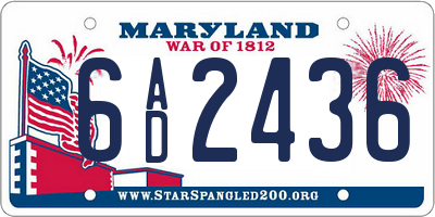 MD license plate 6AD2436