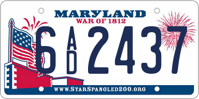 MD license plate 6AD2437