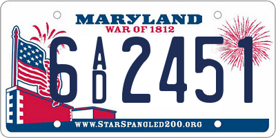 MD license plate 6AD2451
