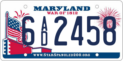 MD license plate 6AD2458