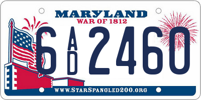 MD license plate 6AD2460