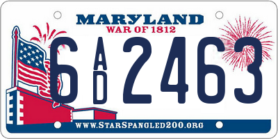 MD license plate 6AD2463