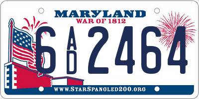 MD license plate 6AD2464