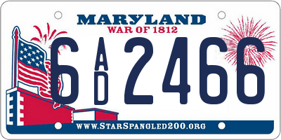 MD license plate 6AD2466