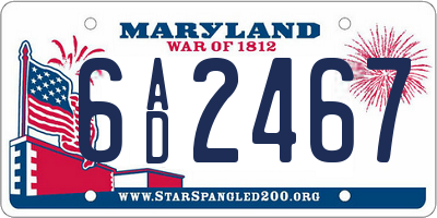 MD license plate 6AD2467