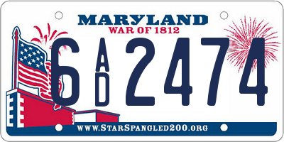 MD license plate 6AD2474