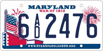 MD license plate 6AD2476