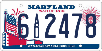 MD license plate 6AD2478