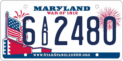 MD license plate 6AD2480