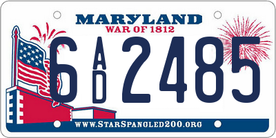 MD license plate 6AD2485