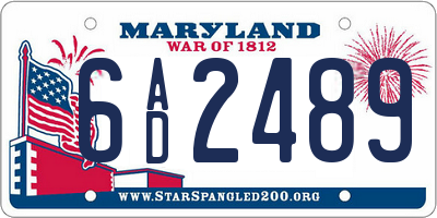 MD license plate 6AD2489
