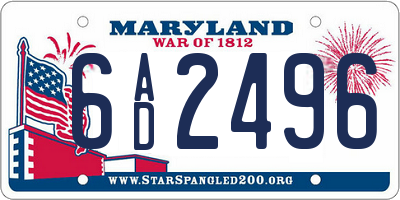 MD license plate 6AD2496