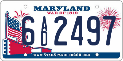MD license plate 6AD2497