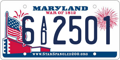 MD license plate 6AD2501