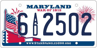 MD license plate 6AD2502