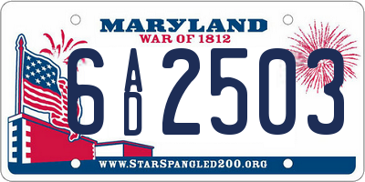 MD license plate 6AD2503