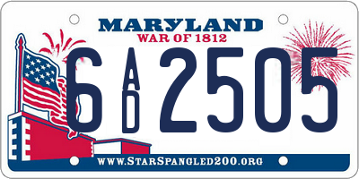 MD license plate 6AD2505
