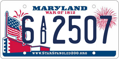 MD license plate 6AD2507