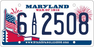 MD license plate 6AD2508