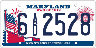 MD license plate 6AD2528