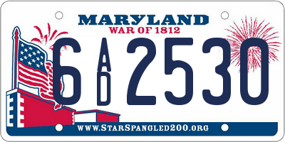 MD license plate 6AD2530