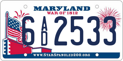 MD license plate 6AD2533