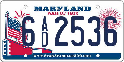 MD license plate 6AD2536